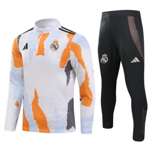 Real Madrid Sweat d'Entraînement Quarter-Zip 2024-25 Blanche Real Madrid Sweat d'Entraînement Quarter-Zip 2024-25 Blanche